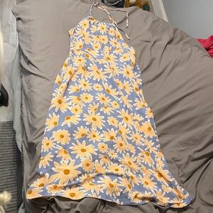 Lily Rose Lavender Halter Dress with Yellow Daisy Print
